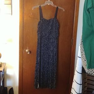 Black and white polka dot jersey dress